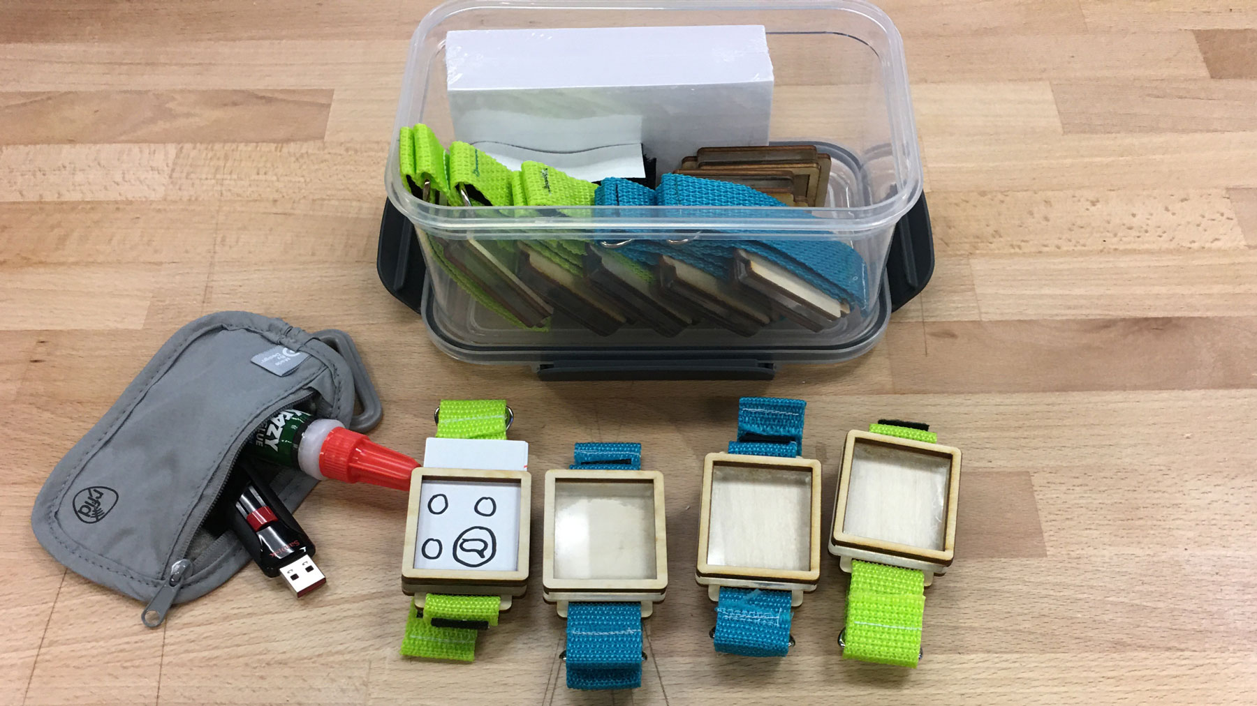 A set of smartwatch prototypes that can be used in design workshops.