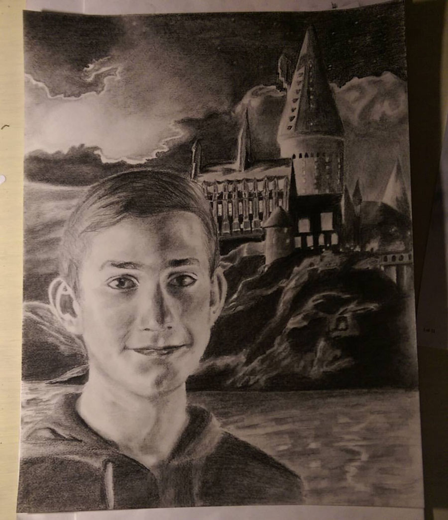 A pencil portrait that I drew of myself.