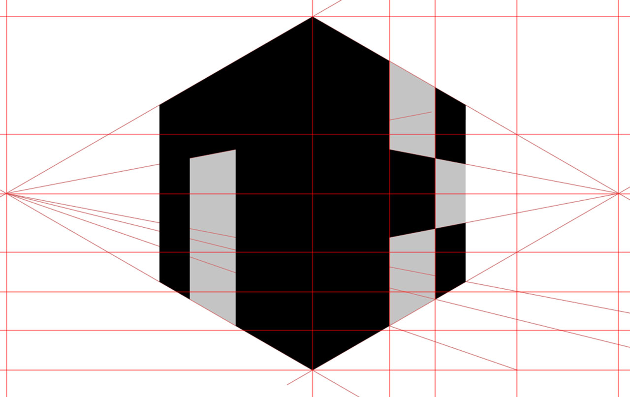 Two point perspective cube. 
