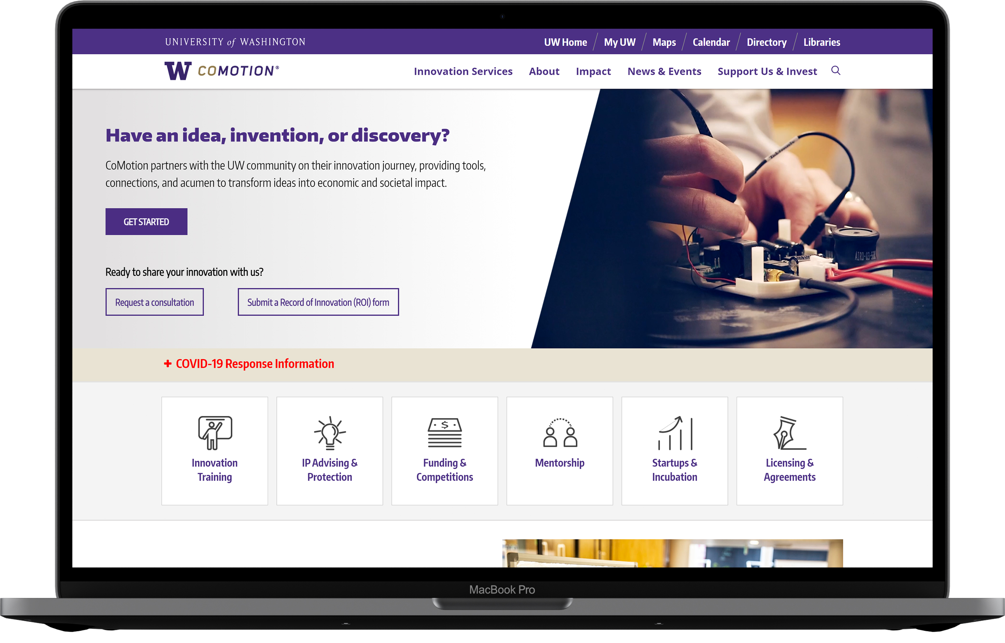 Homepage of CoMotion website.