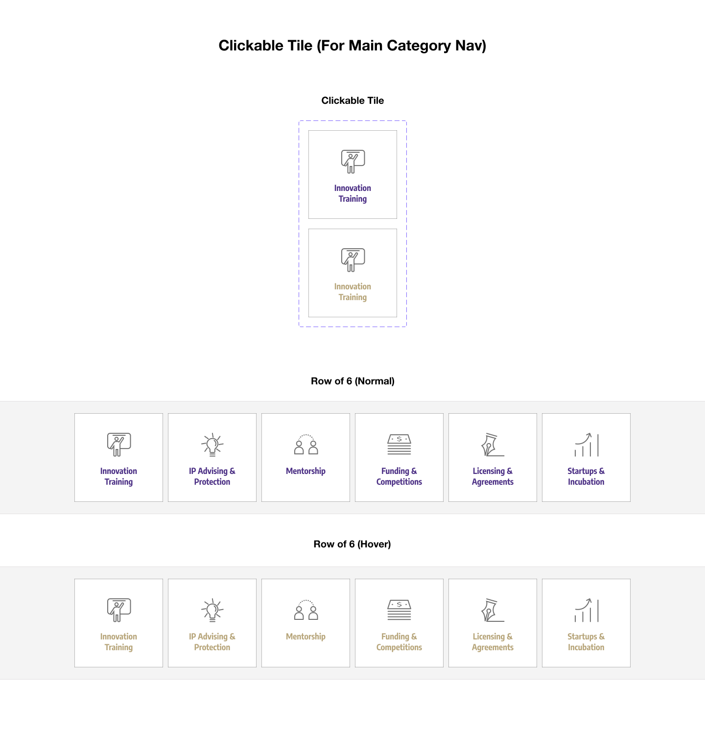 Clickable tiles that I designed as part of the CoMotion design system.