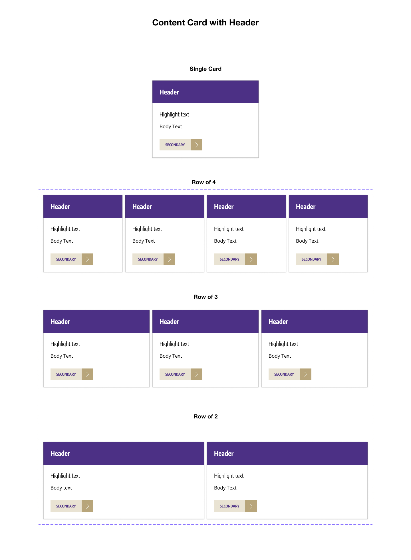 Content cards with headers that I designed as part of the CoMotion design system.