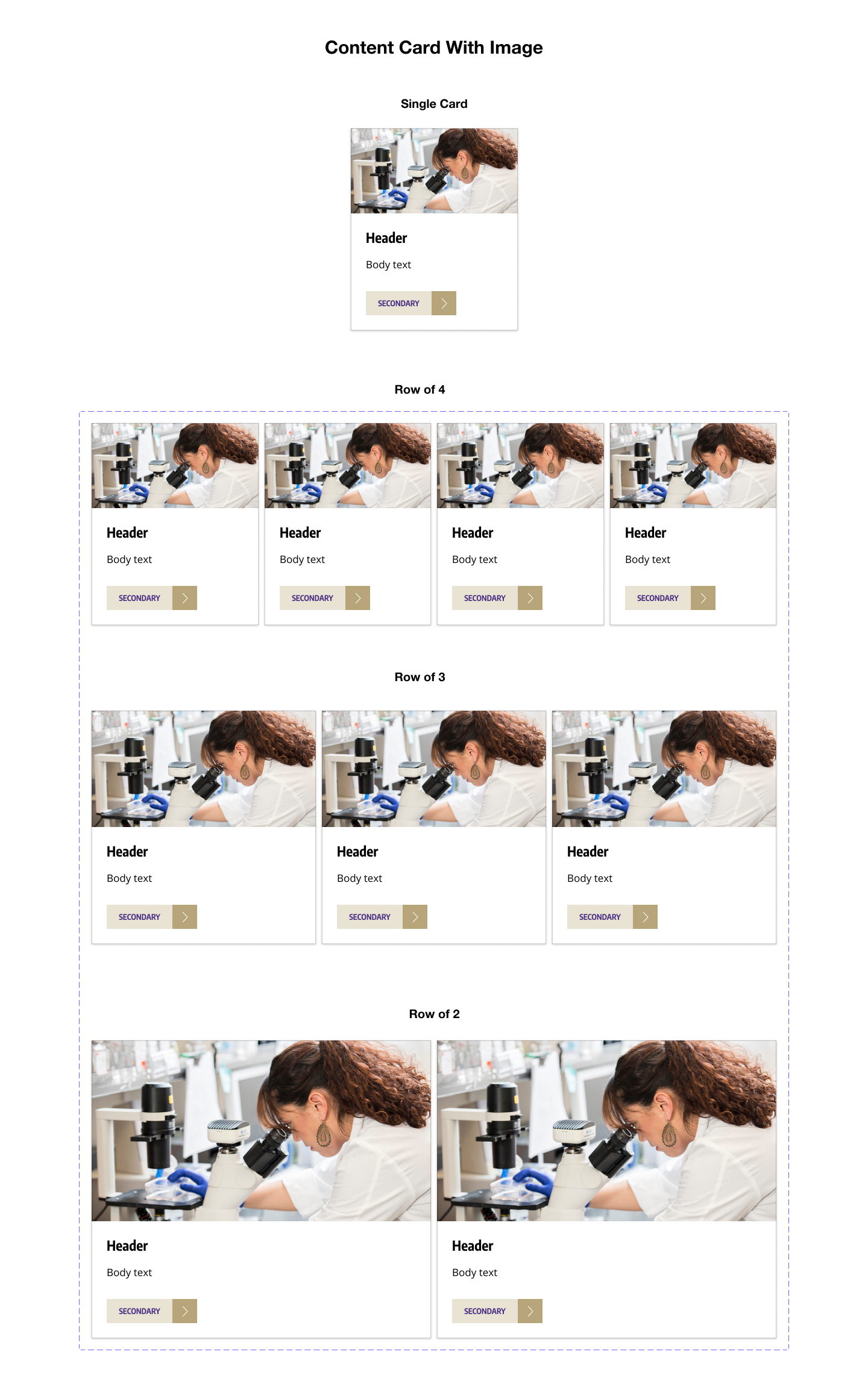 Content cards with images that I designed as part of the CoMotion design system.