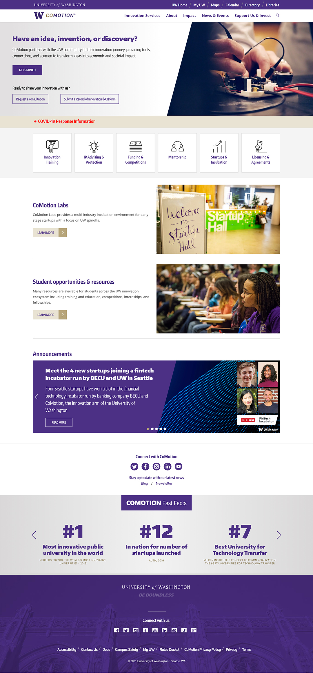 New CoMotion home page.