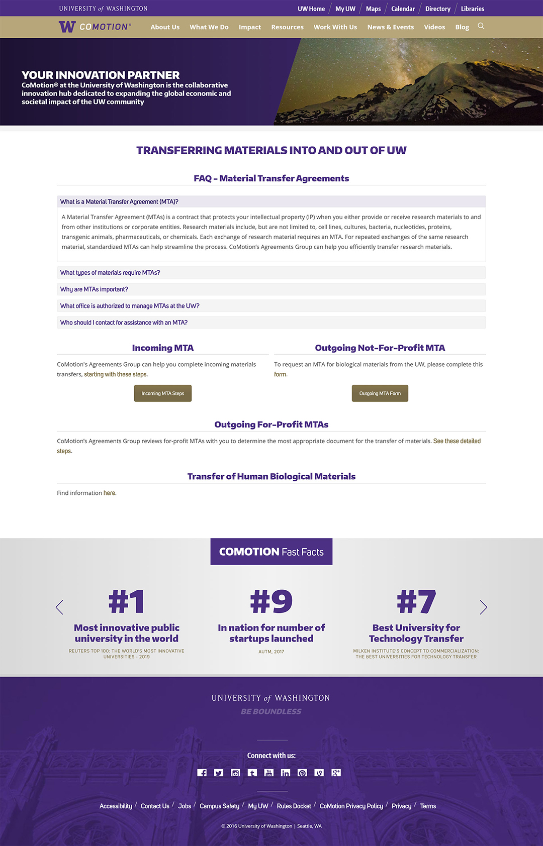 Old material transfer agreements page page on the CoMotion website.