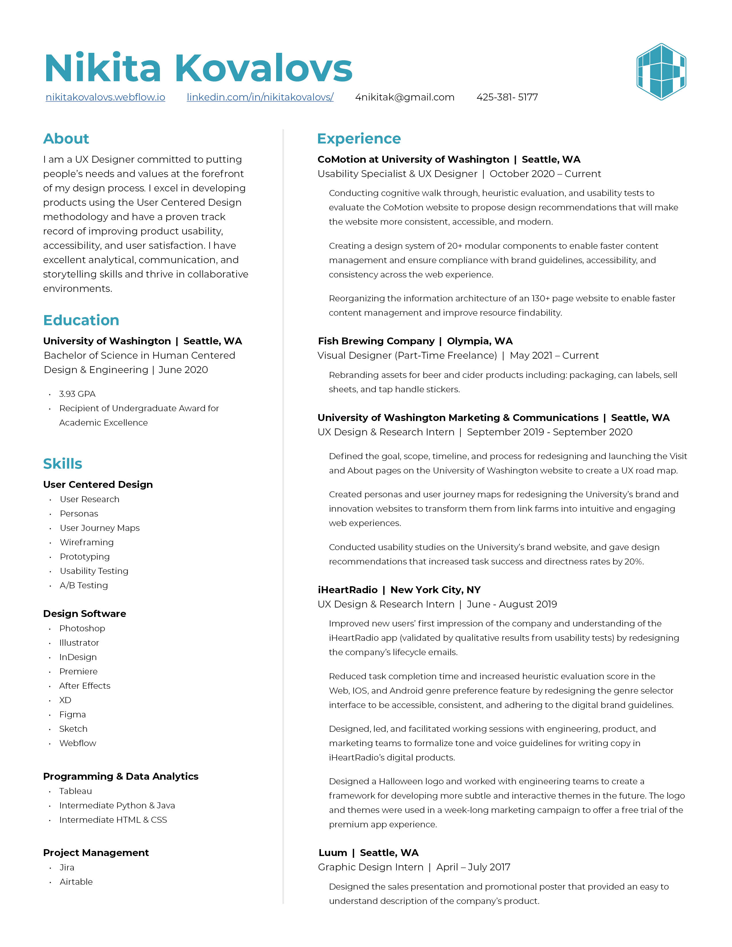 Nikita Kovalovs Resume