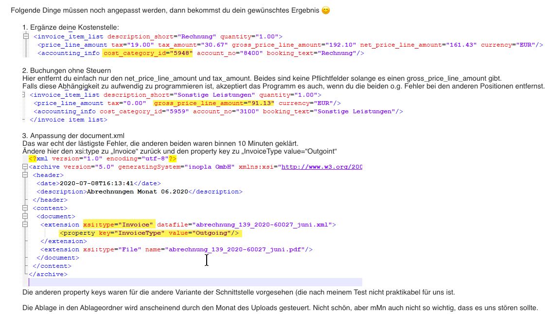 DATEV XML Schnittstelle online Beratung