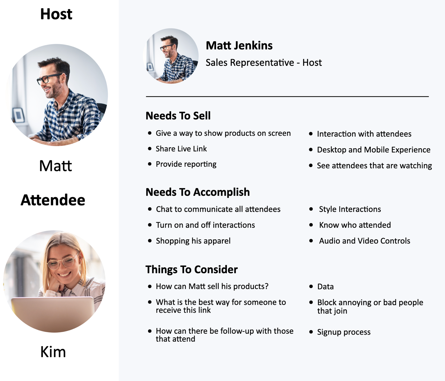 Host and Attendee personas