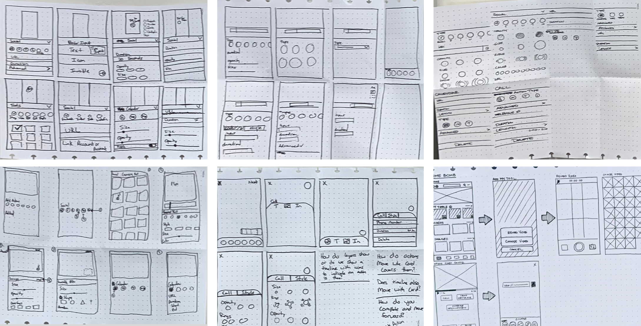 Crazy 8s sketches from brainstorming session