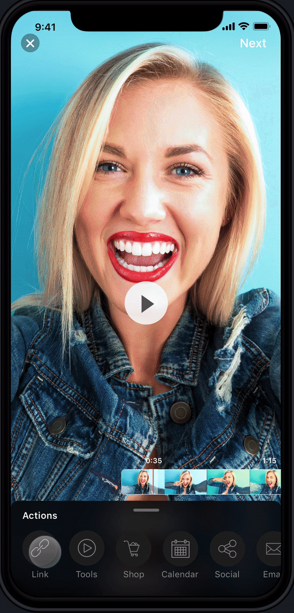 Animated prototype showing interactive video flow