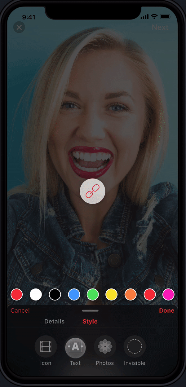 Animated prototype showing action overlay interactions