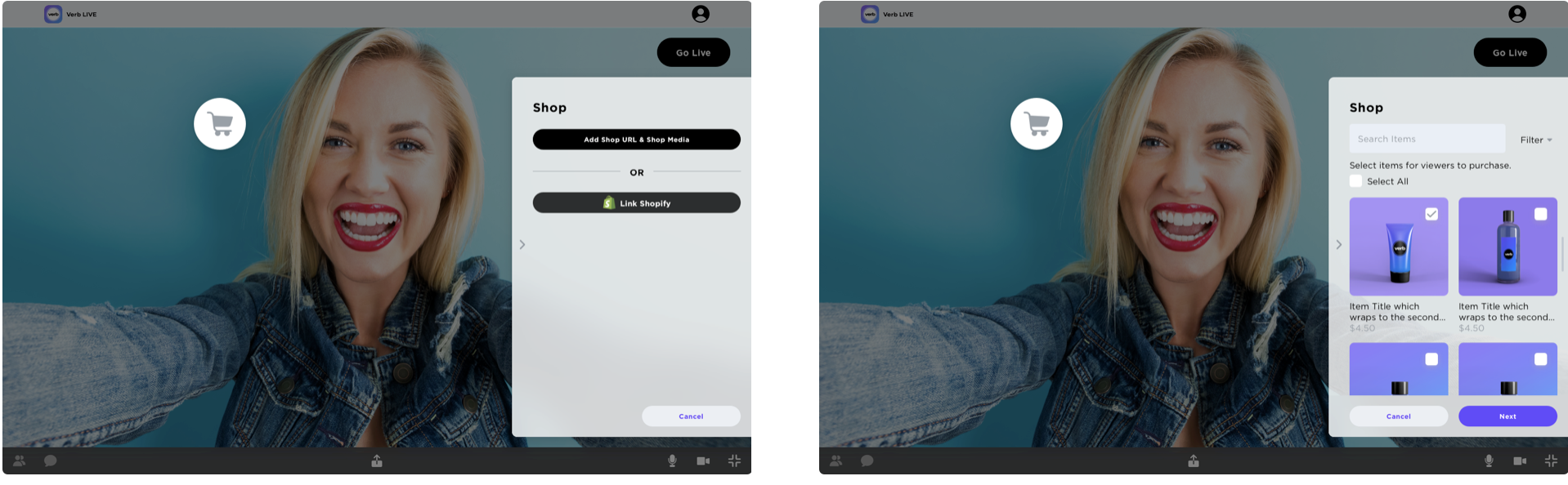 Final high-fidelity design for live video commerce