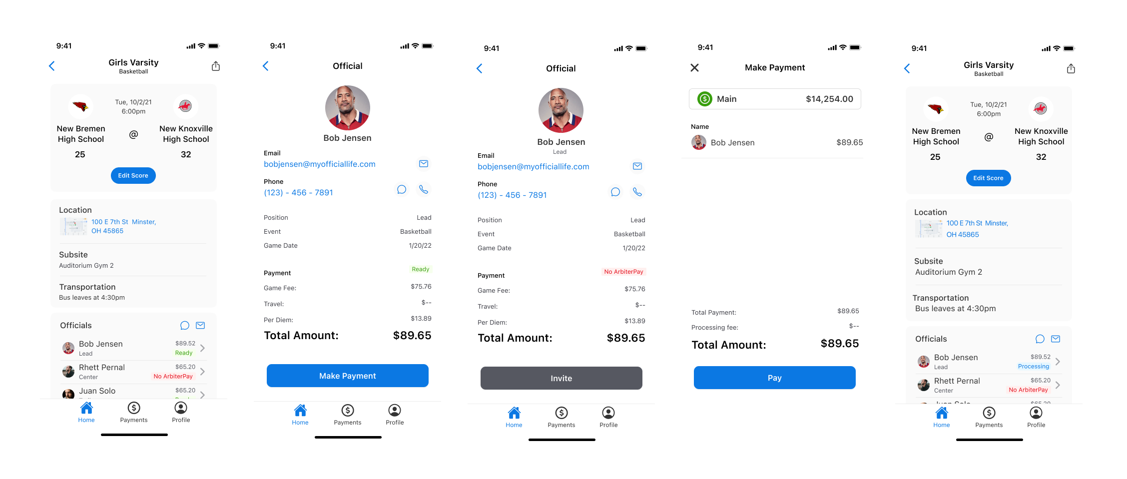 Schedule page high-fidelity UI design