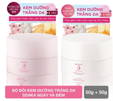 review kem dưỡng trắng da senka