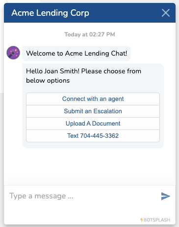 Chatbox with multiple options