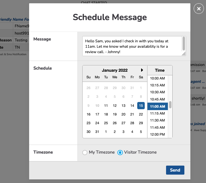 Schedule Message Screenshot