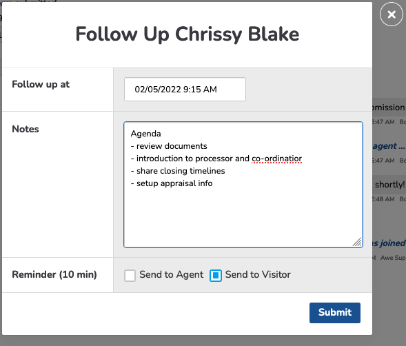 Follow Up Feature Screenshot