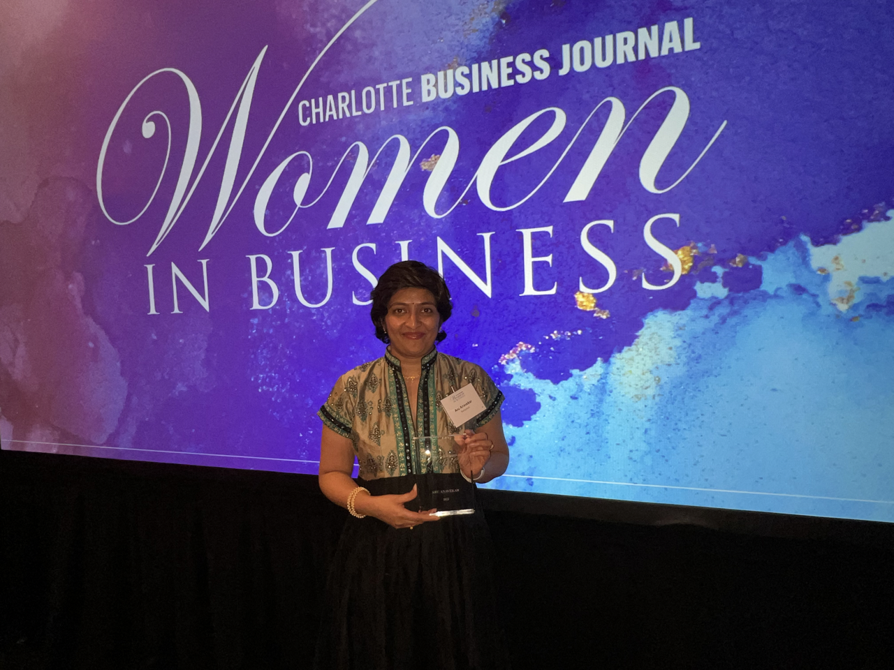 Aru Anavekar Holding Woman in Business Award