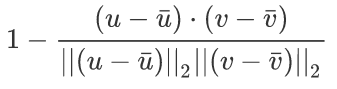 Correlation Equation: u and v are the vectors to be compared