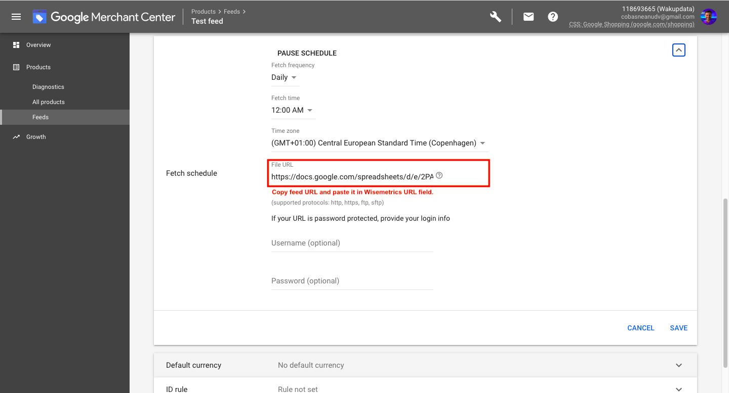 Get it from your Google Merchant Centre account 4
