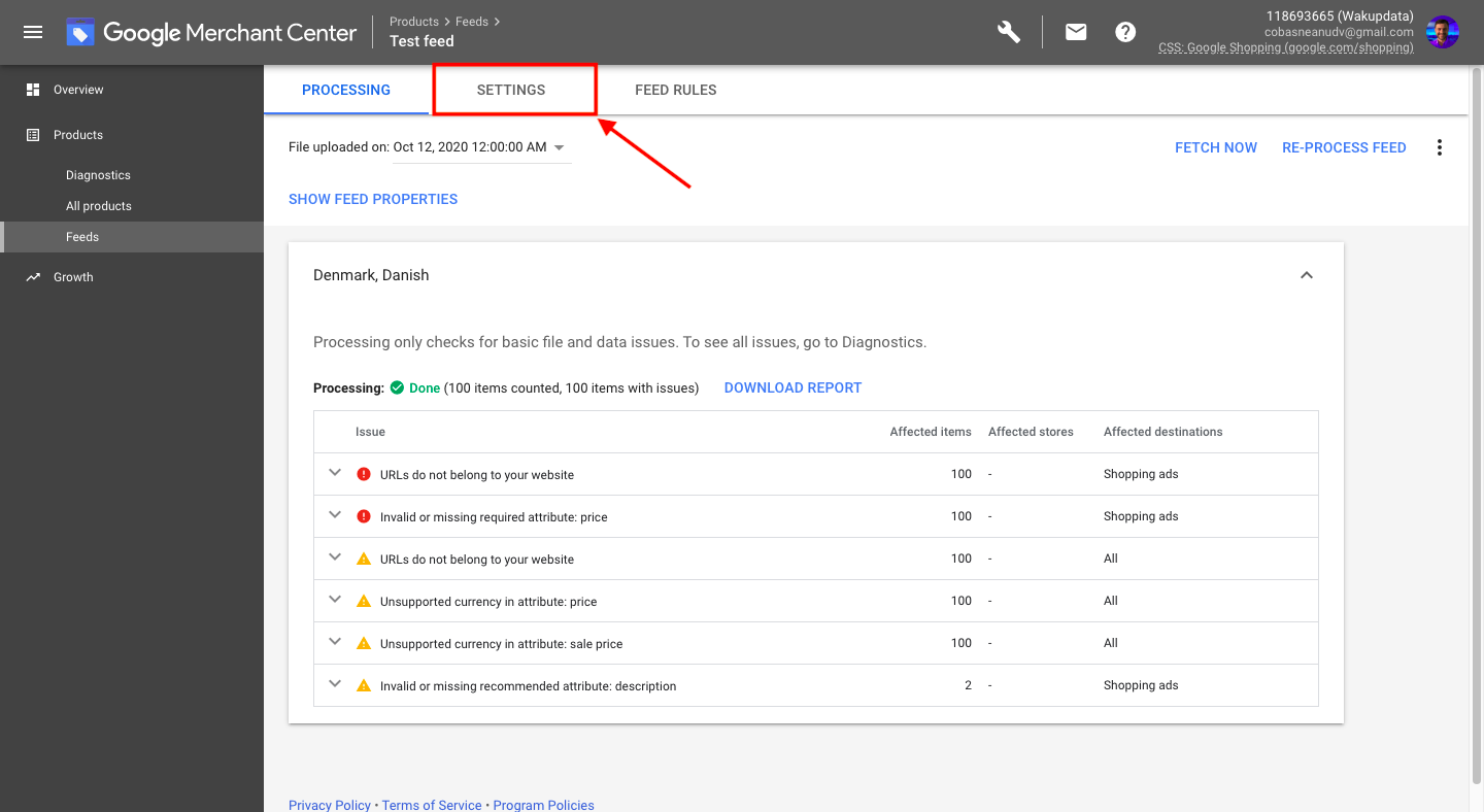 Get it from your Google Merchant Centre account 2