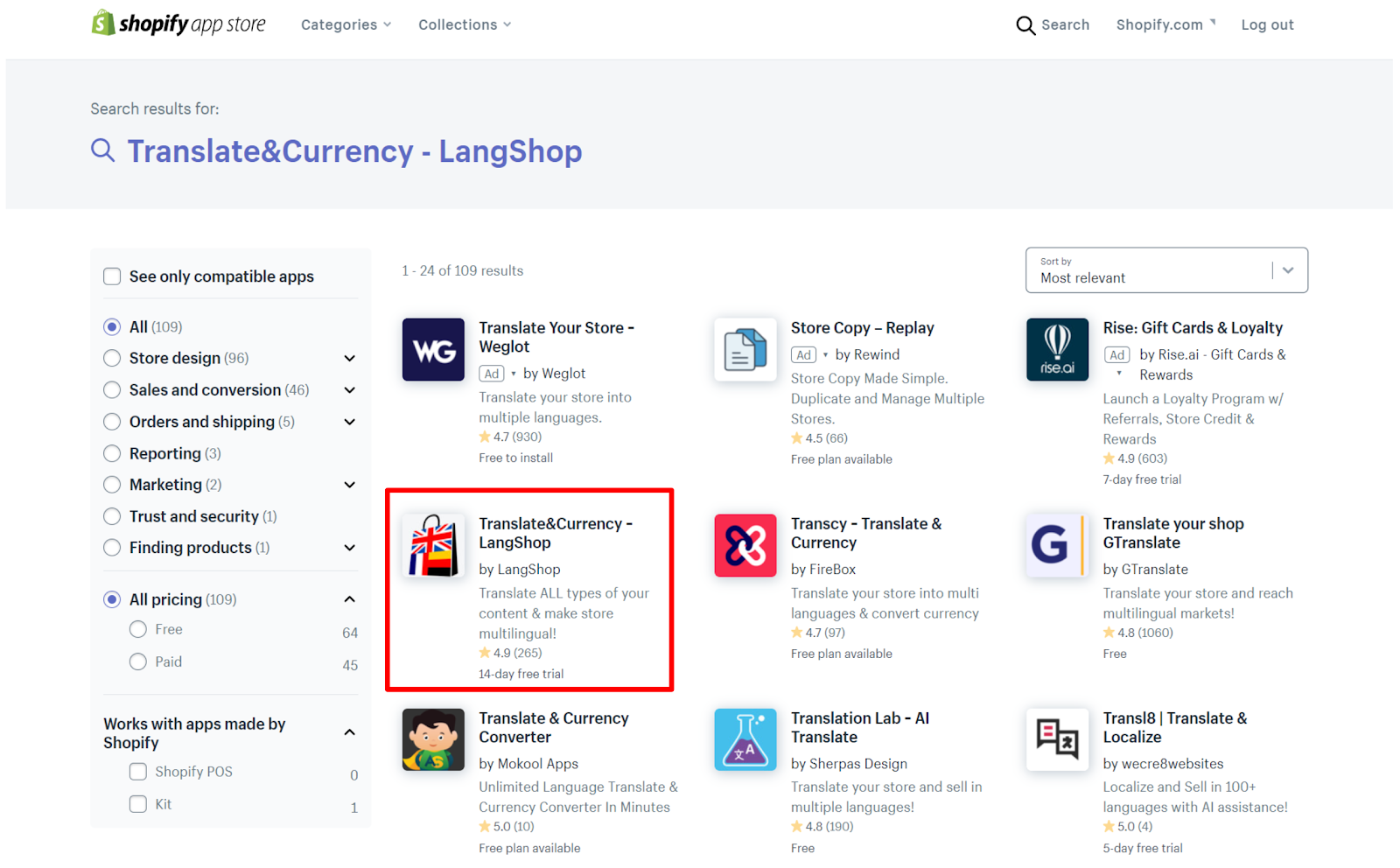 shopifyアプリストア画像