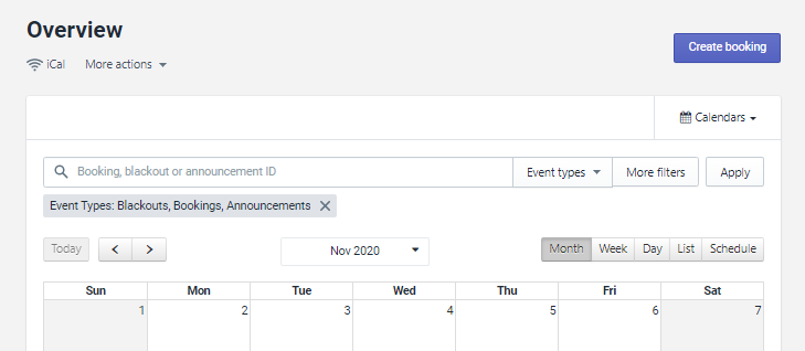 Calendar overview画面