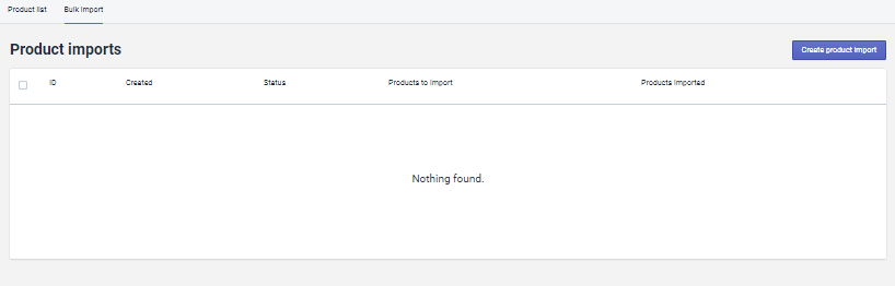 Bulk import画面