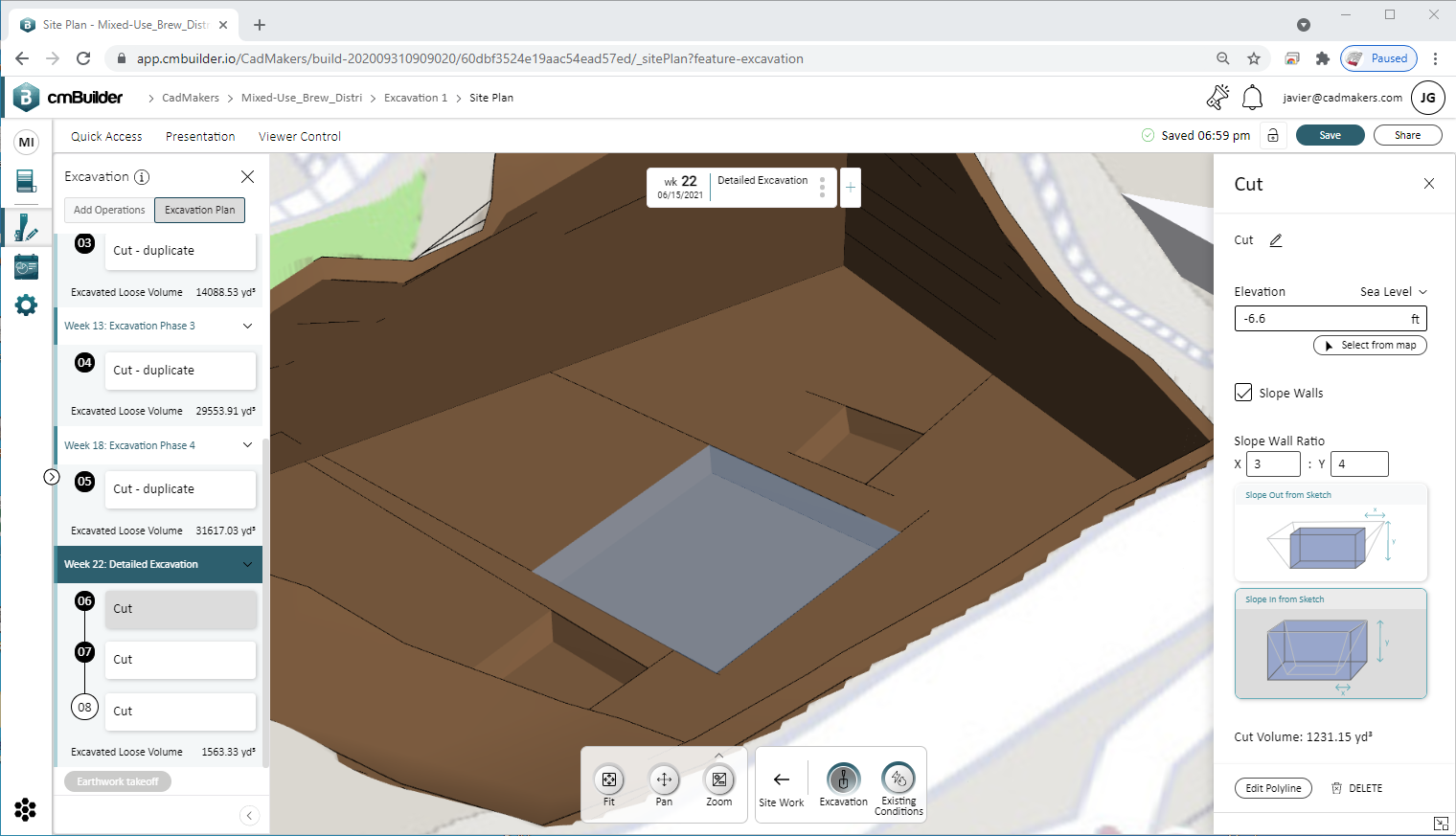 excavation planning on cmBuilder
