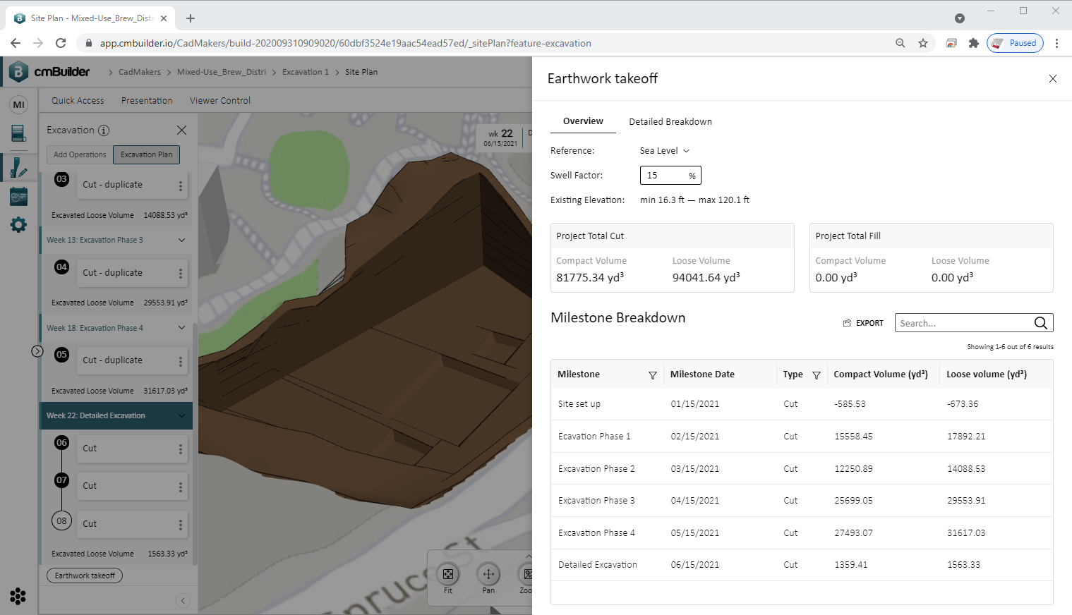excavation planning on cmBuilder