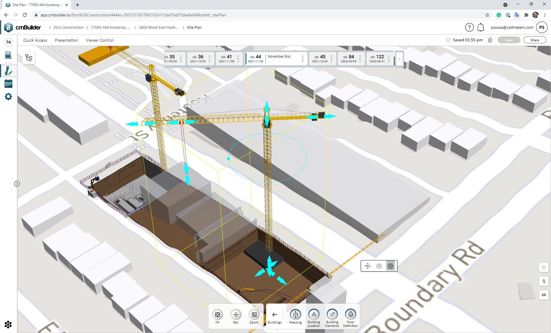 Simulating site resources with cmBuilder's extensive catalog of 3D parametric resource models.
