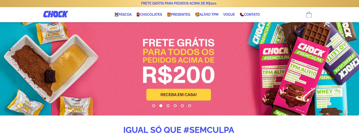 Personalização da loja virtual Chock Chocolates