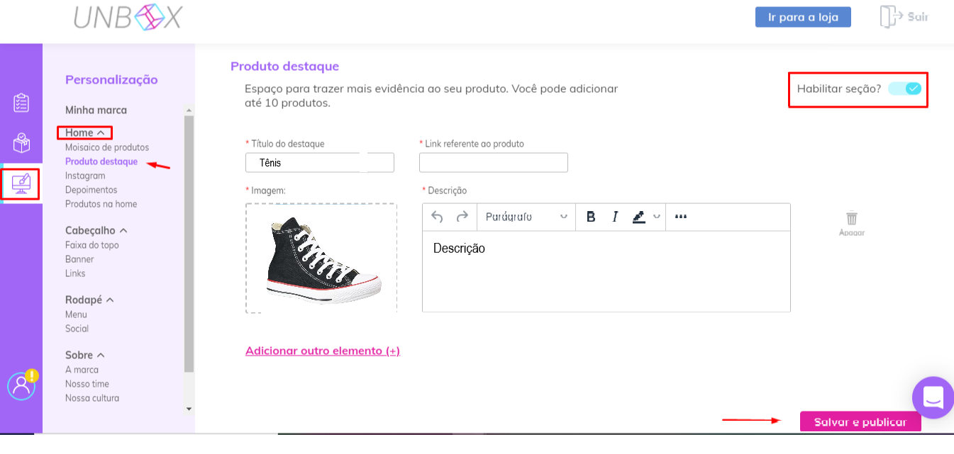Crie a vitrine da sua loja virtual