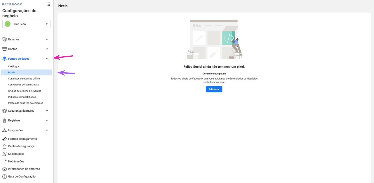 Criando o Pixel do Facebook