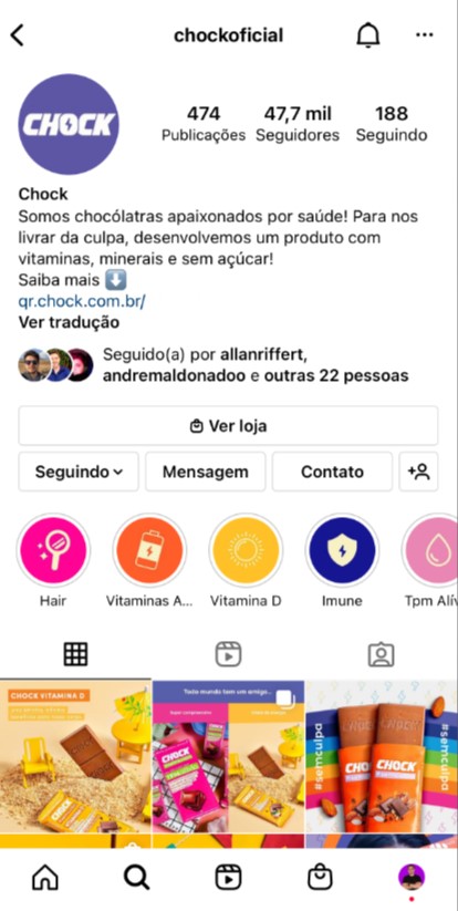 Sacolinha do Instagram instalada