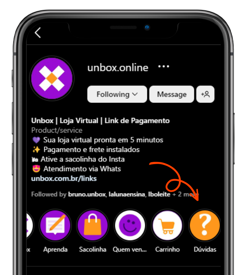 Área de destaques da bio do Instagram