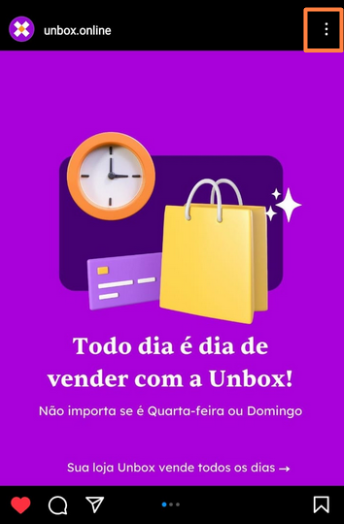 Onde clicar para fixar uma postagem no seu perfil do Instagram