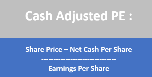 Cash adjusted PE informational diagram