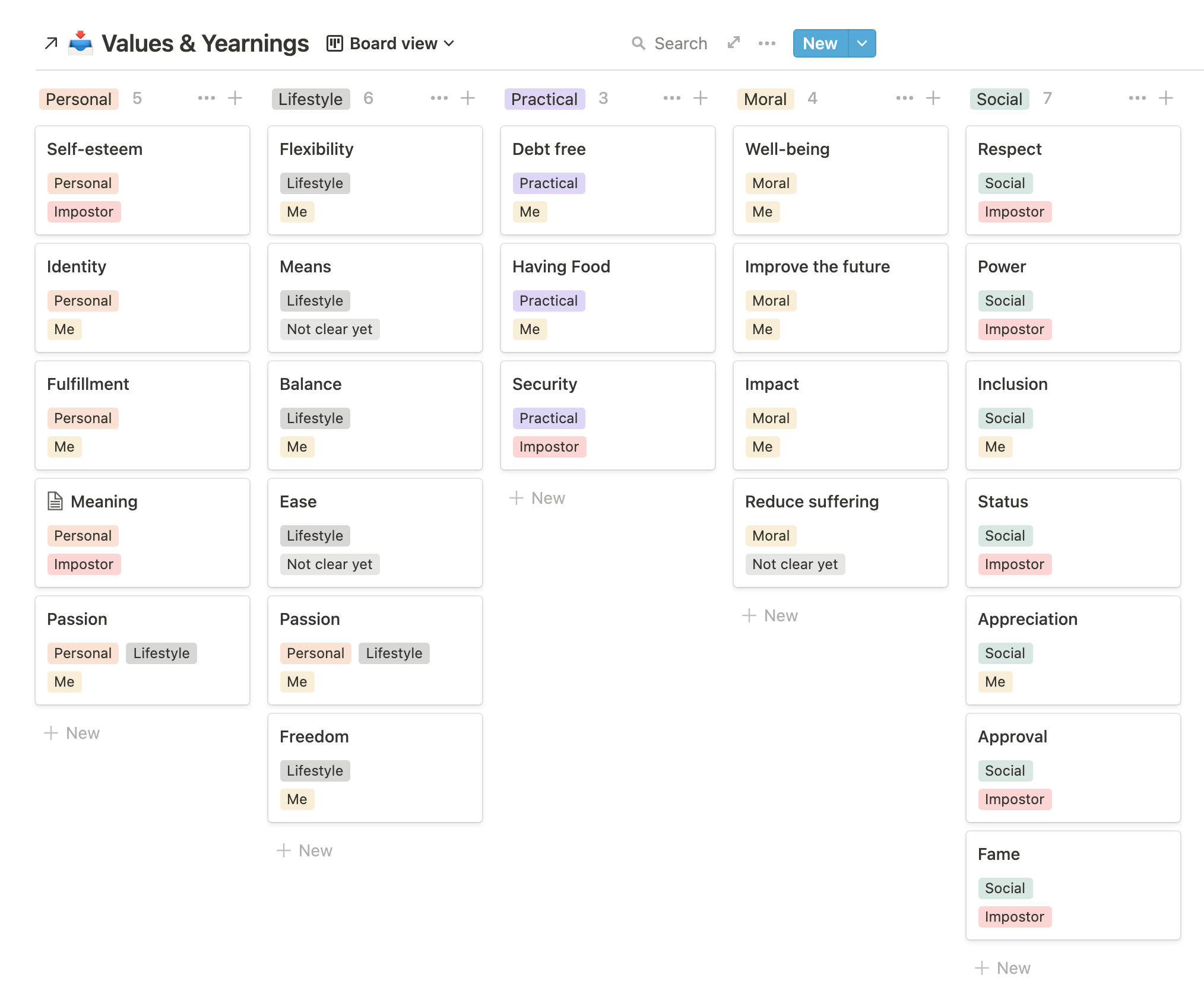 Notion life operating system life path values analysis