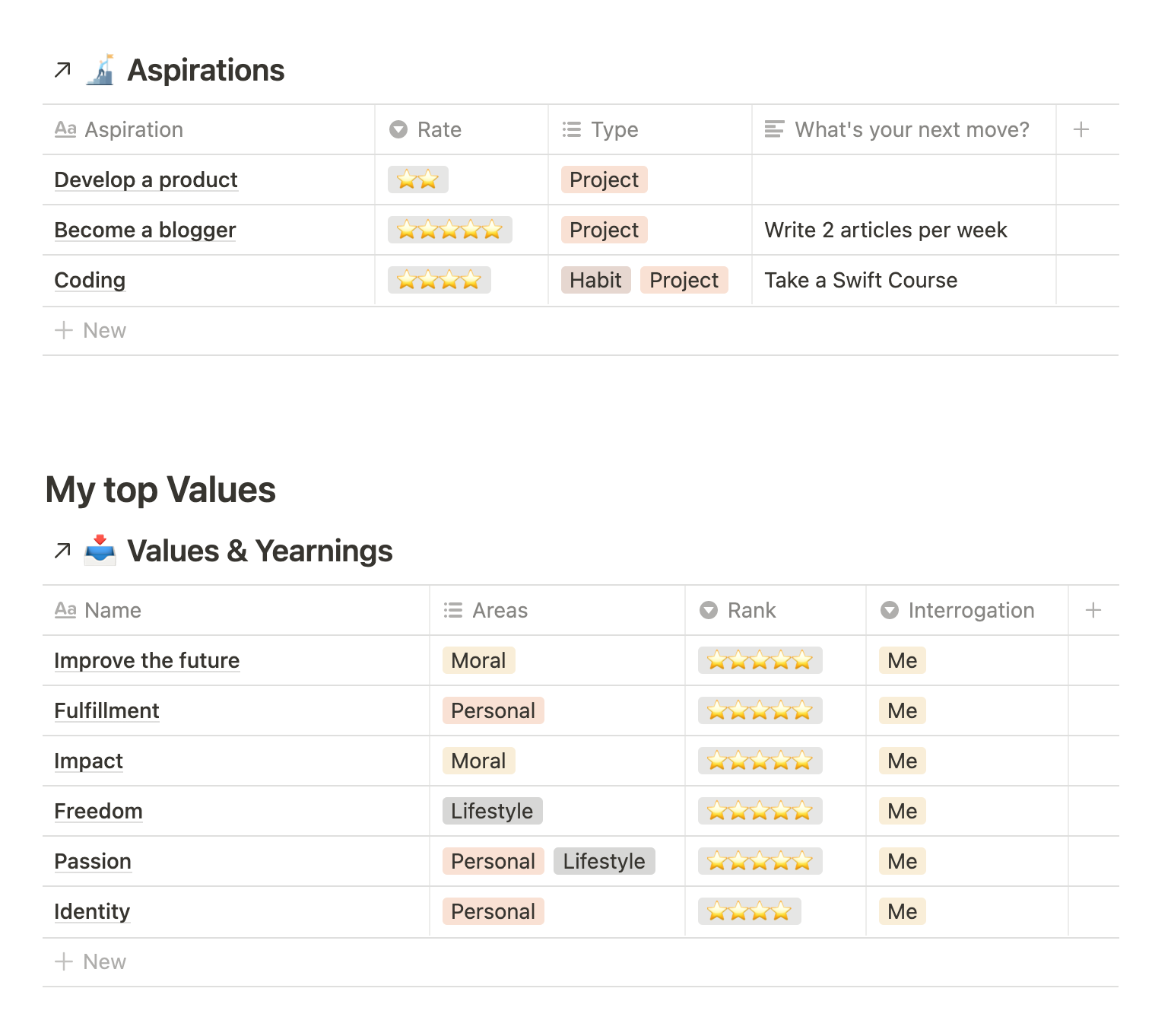 Notion life operating system life path analysis results