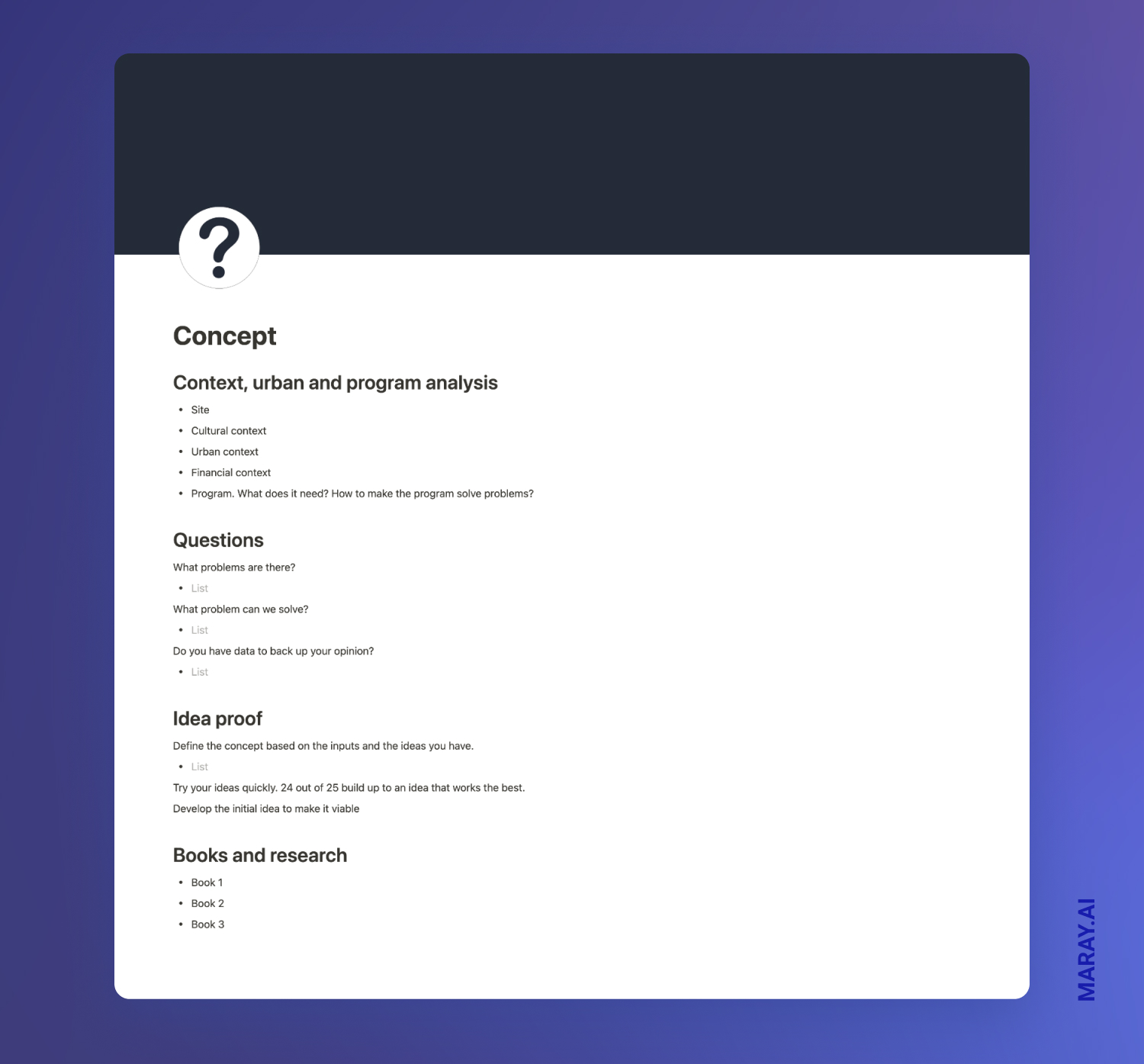 Architectural design system concept page.