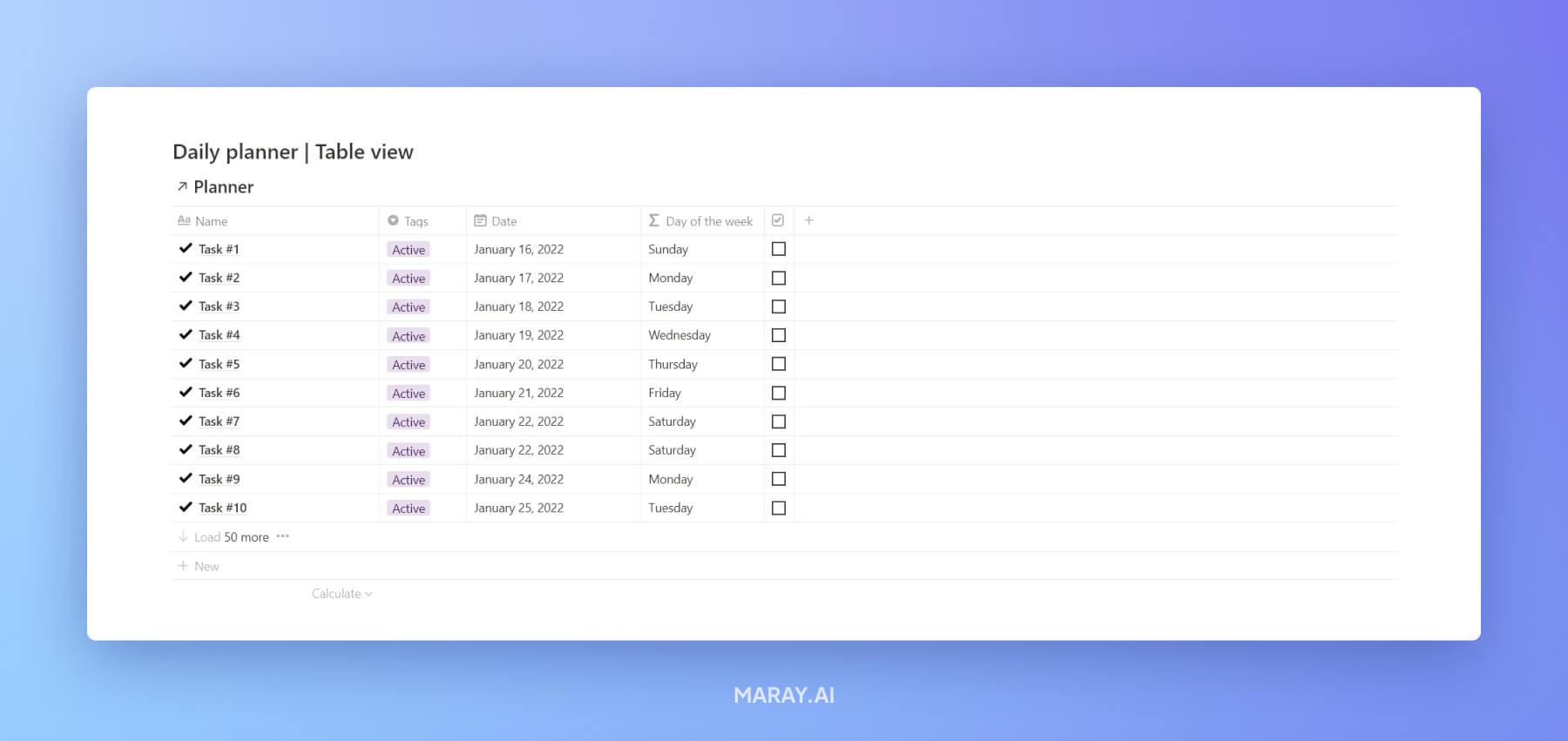 Daily planner in Notion.