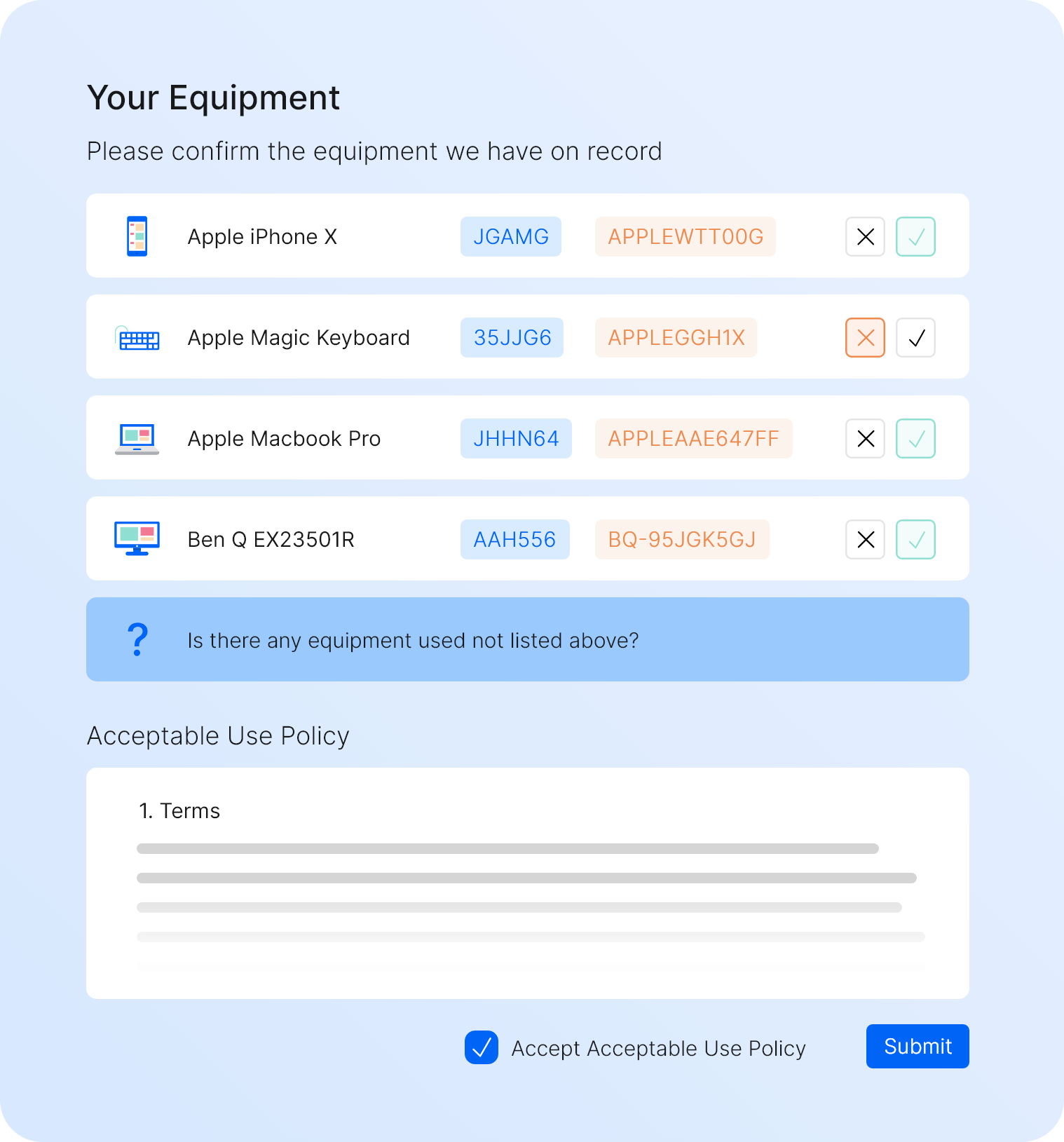 Verify employee assets with rapidly deployed surveys