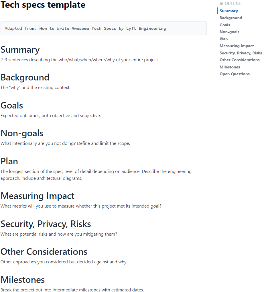 tech specs template