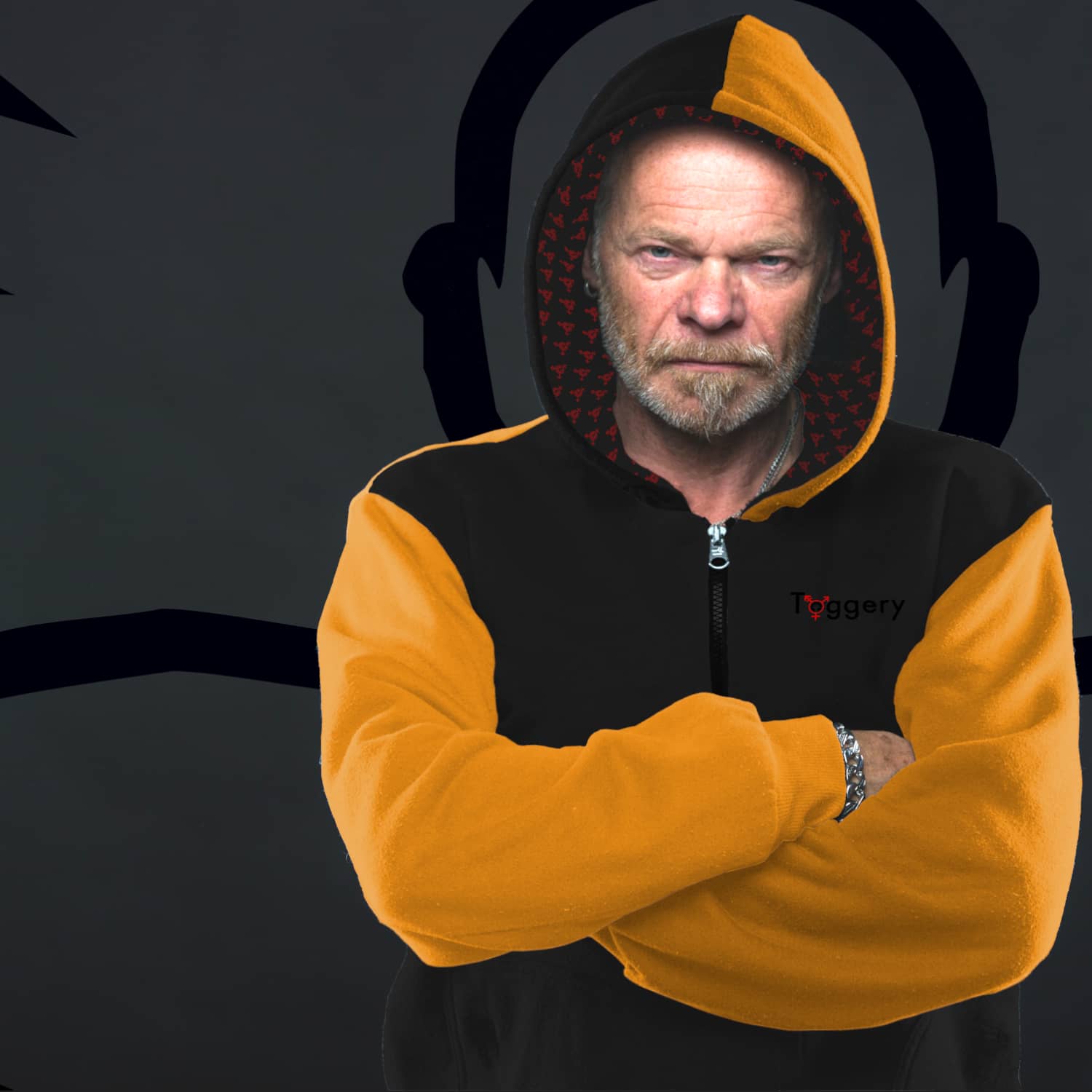 orange moletom com capuz streetwear