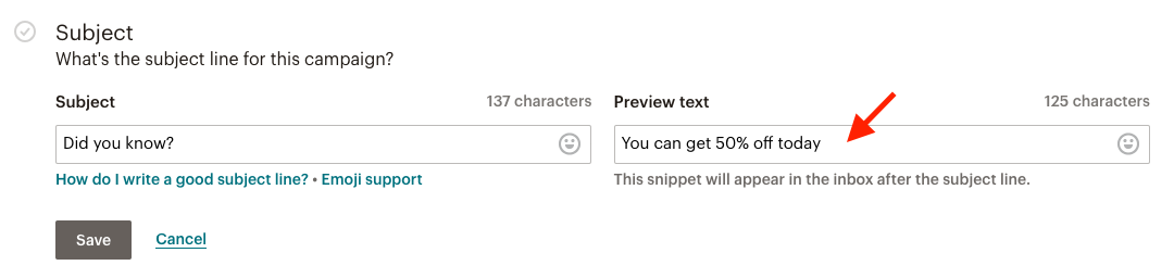 Preheader box in MailChimp