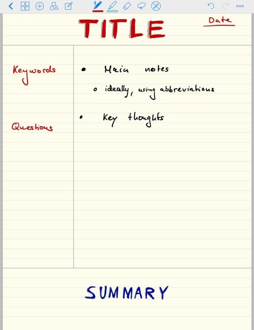 notepad split into three sections