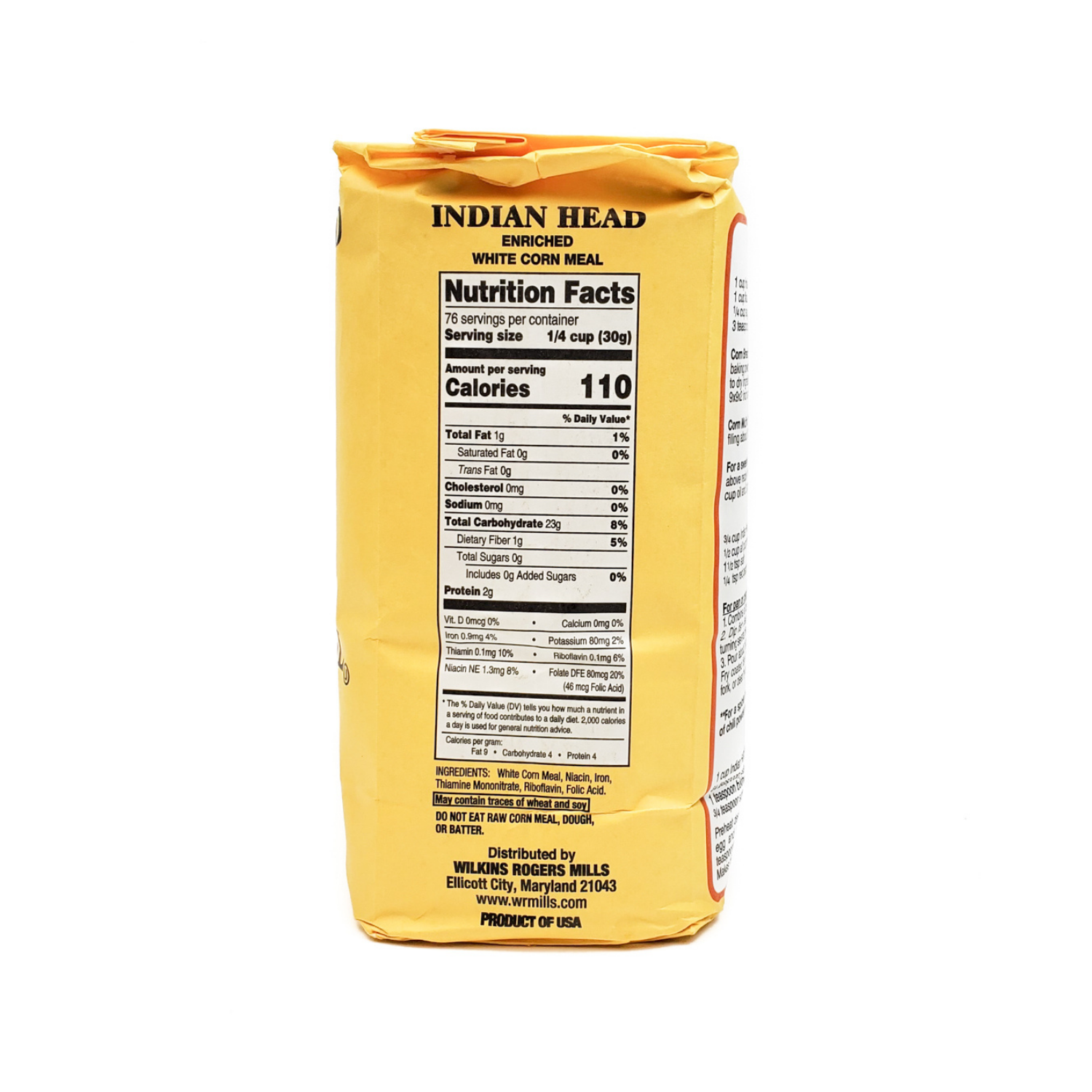 Corn Meal Nutrition Label | Calories in Cornmeal – LJNN