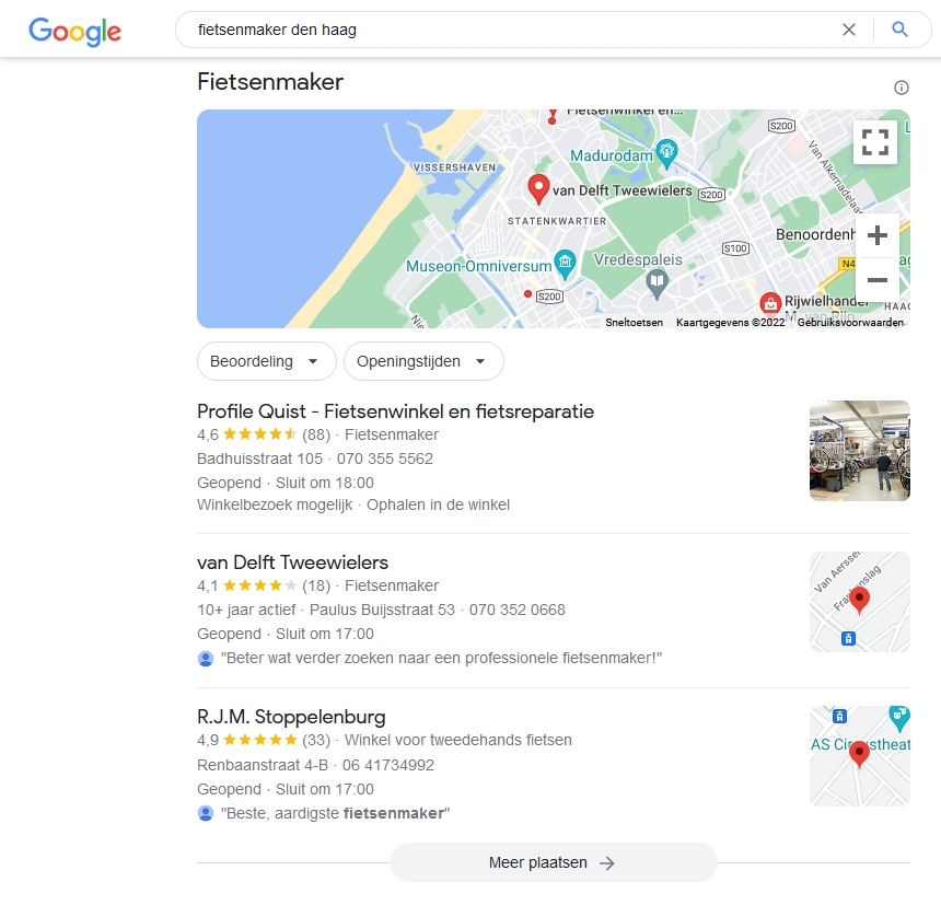 De local 3-pack binnen Google voor lokale SEO