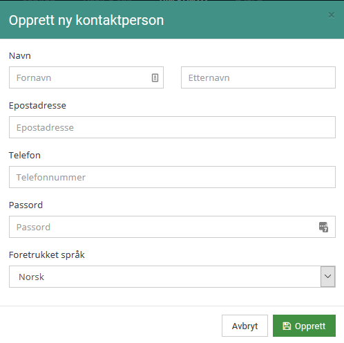 Hvordan kan kontaktperson endres i Kundesenteret? 5 Opprett så en ny kontaktperson